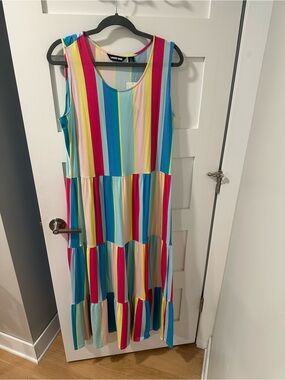 lands end sleeveless tiered maxi dress Lands End Women's Sleeveless Tiered Maxi Dress Sun Yellow Lemon 2X Tall  20W-22W